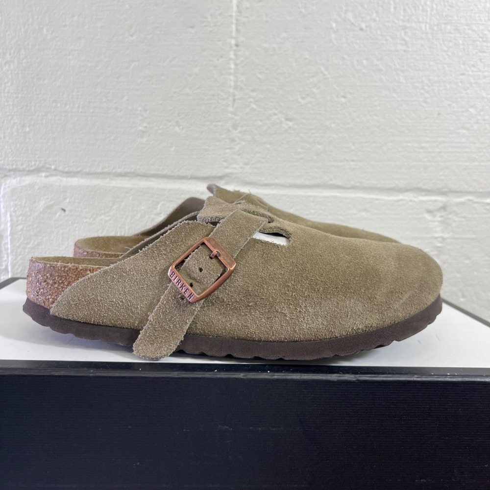 Birkenstock Boston Taupe Suede Clogs Mule Slip On Women's 36 EU/5 US Narrow